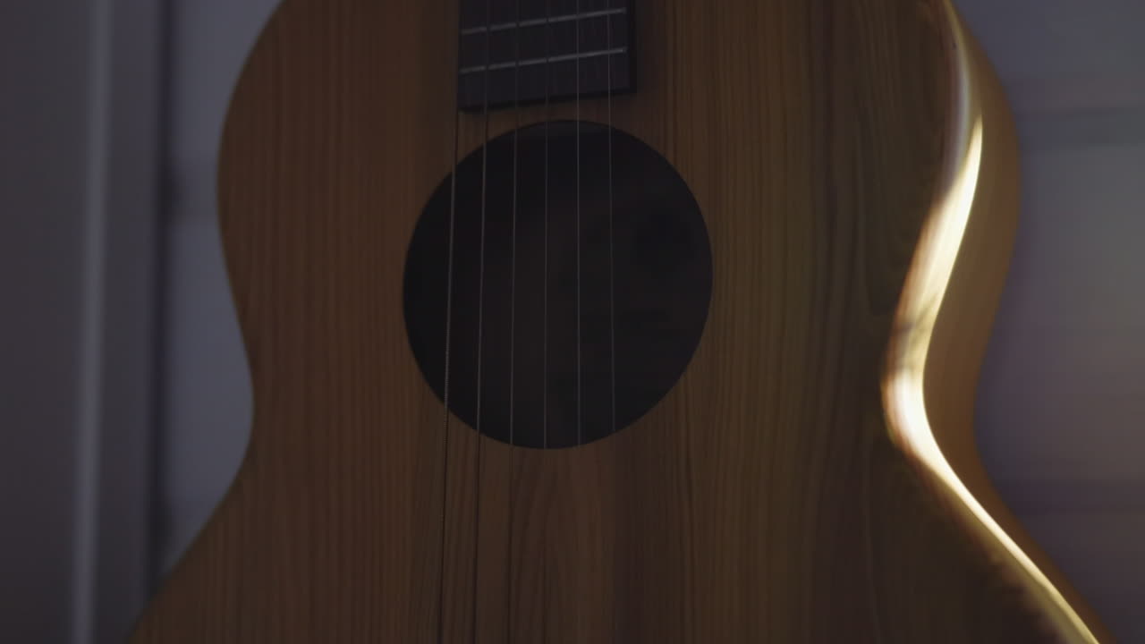 Close-up of an acoustic guitar