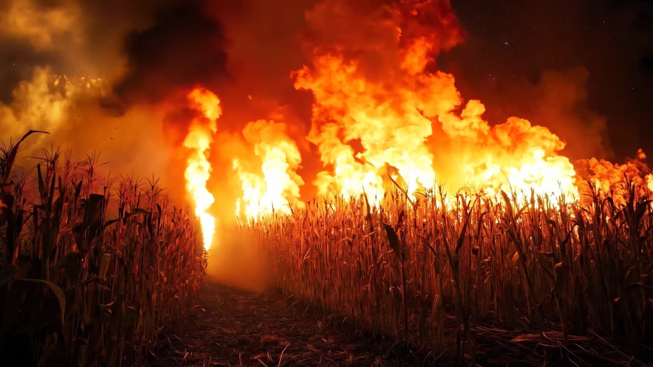 한가운데에 불타는 옥수수