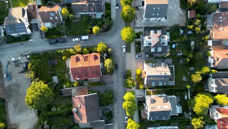 birdseye aerial view suburban munich