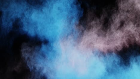 blue and white dust powder blowing against black background