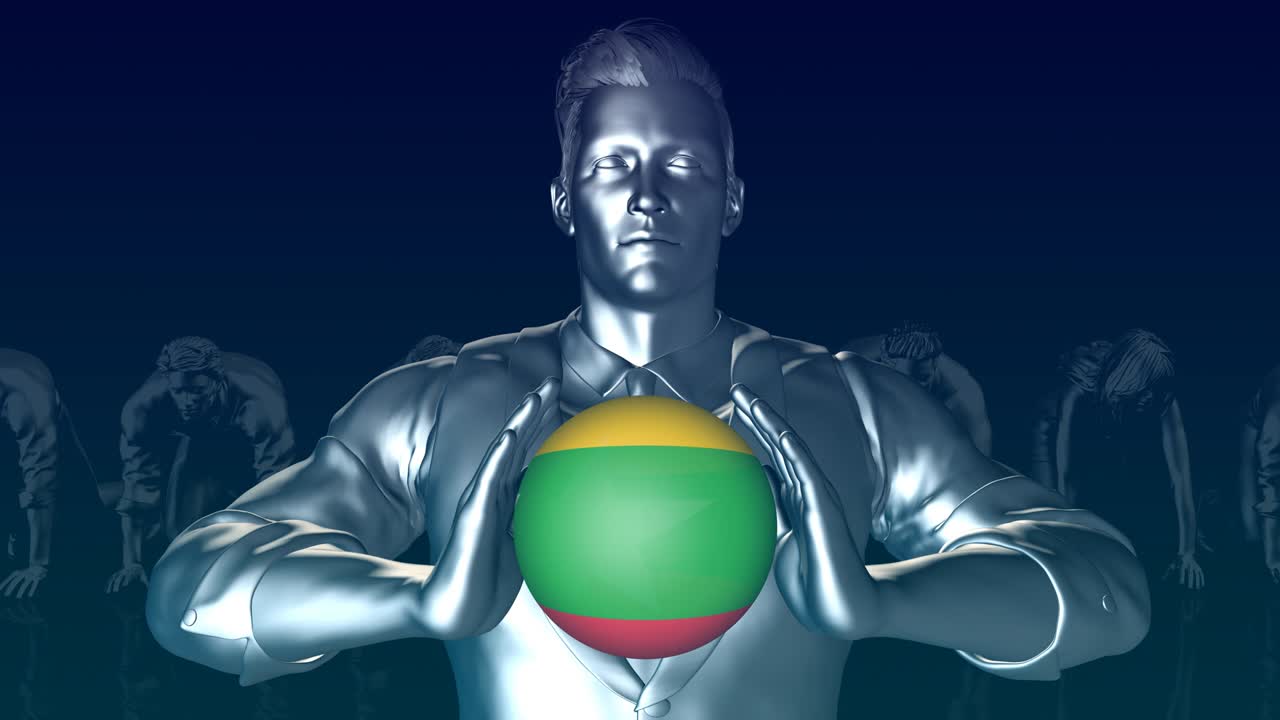 Man Holding Flag of Myanmar as Global Sphere