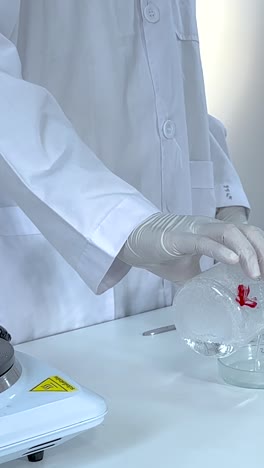 el científico demuestra el proceso de cristalización del acetato de sodio