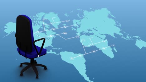 Animation-of-office-chair-over-world-map