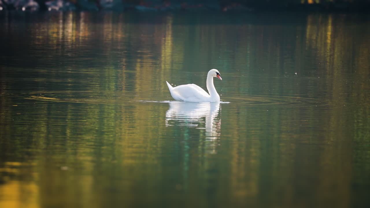 elegante aseo de cisnes blancos, limpieza de plumas en el lago