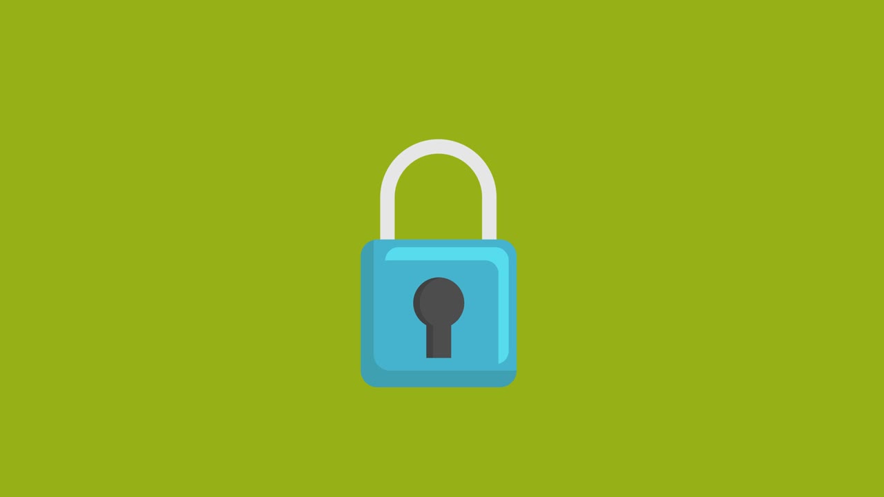 animación del icono de bloqueo en el fondo de la pantalla verde. video 4k. clave de croma. útil para video explicador, sitio web, tarjetas de felicitación, aplicaciones y publicaciones en redes sociales