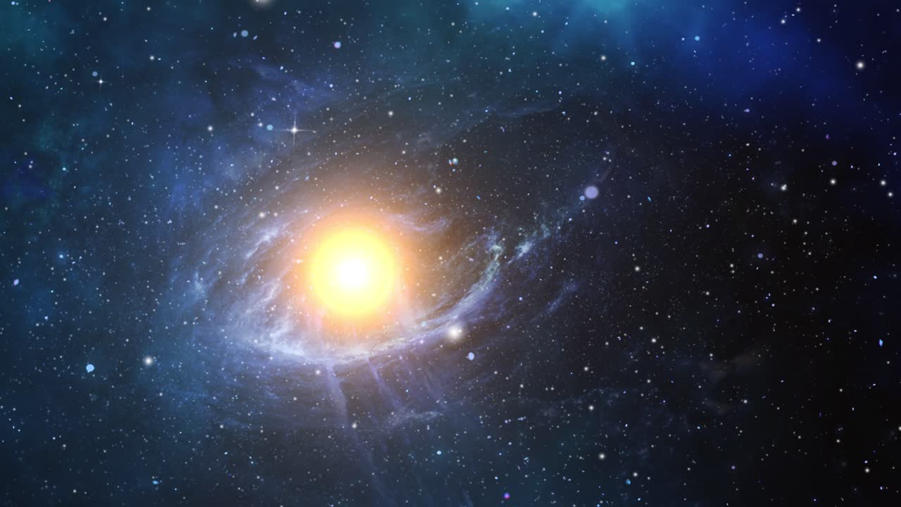 우주의 성운 안개 속에서 밝은 에너지