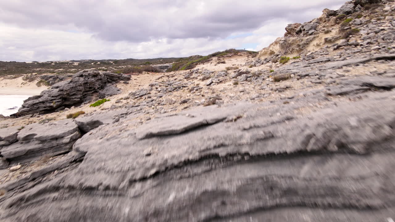 Archaeologically important coastal Klipgat Cave in De Kelders, Walker Bay. Drone