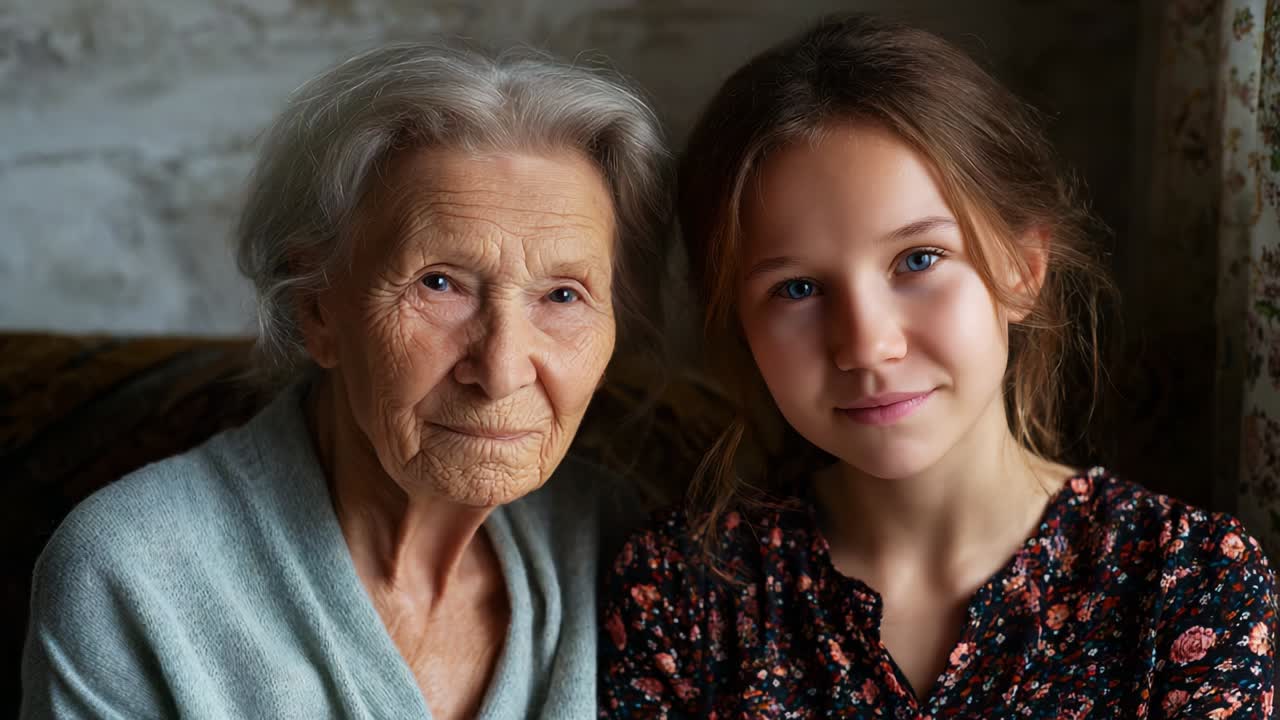 A Heartwarming Portrait of Intergenerational Bonding Between a Grandmother and Granddaughter, Capturing an Intimate Moment Full of Smiles, Emotions, and Timeless Love in Their Eyes