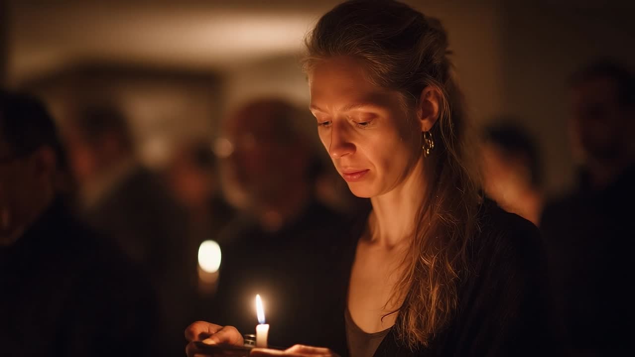 Raduno per veglia a lume di candela in un ambiente tranquillo e intimo.