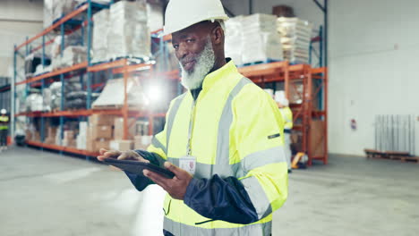 Technik,-Tablet-Und-Gesicht-Eines-Schwarzen-Mannes