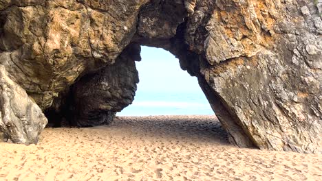 close-view-of-Door-on-the-beach-to-paradise,-with-the-ocean-on-the-other-side