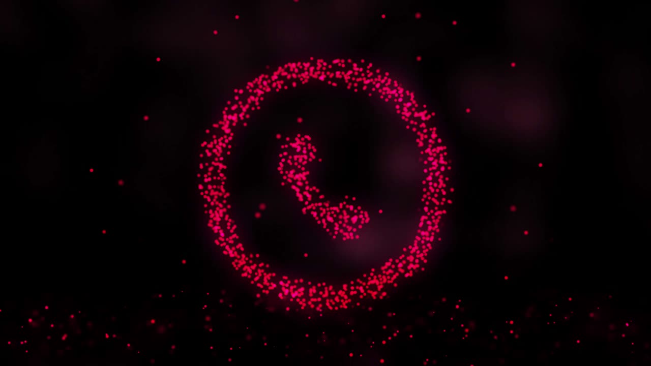 animación de la red de plexo desde el símbolo de llamada en un fondo colorido con el flujo de partículas de plexos. animación de signo de llamada. bucle sin costuras
