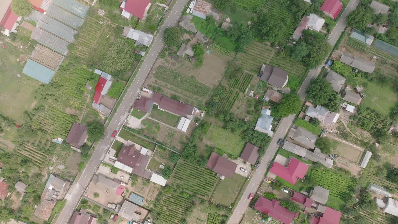 Bird's Eye View Over Domnești Commune In Romania - drone shot