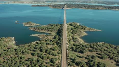 Air-view-of-car-vehicle-bridge-in-the-Guadiana-River,-Europe