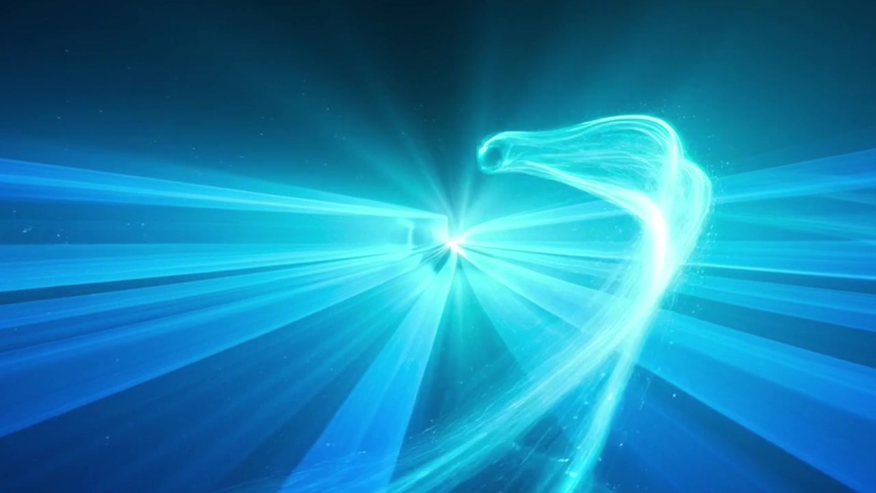 Abstract Motion Background with Glowing Blue Light Rays and Particles