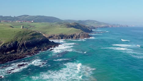 Panorama-Of-North-Spain-Green-Hills,-Suances-Area