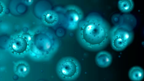 dark blue abstract motion background with covid-19 bacteria cells