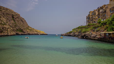 Zeitraffer-Von-Slendi-Beach-An-Der-Südwestküste-Der-Insel-Gozo,-Munxar,-Malta