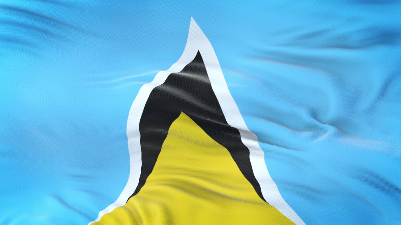 bandera de santa lucia ondeando en el viento con textura de tela muy detallada. bucle sin costuras