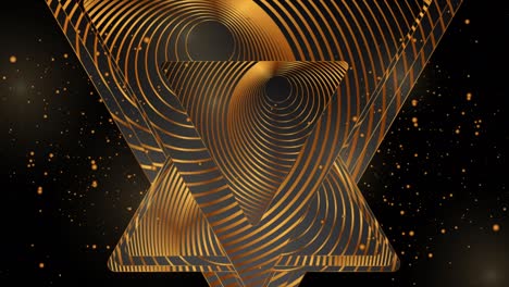 black geometric triangles with golden circular design abstract motion background