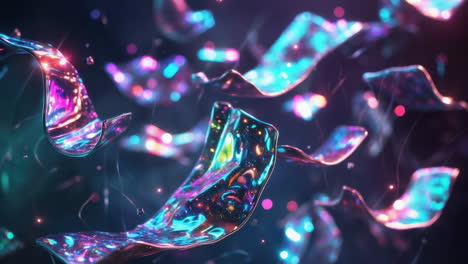 abstract iridescent flowing shapes with bokeh lights