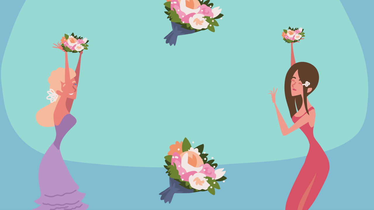 꽃줄 을 들고 있는 여자 들