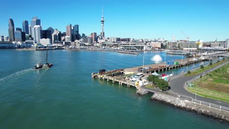 aerial view of auckland city skyline and harbor with sky tower