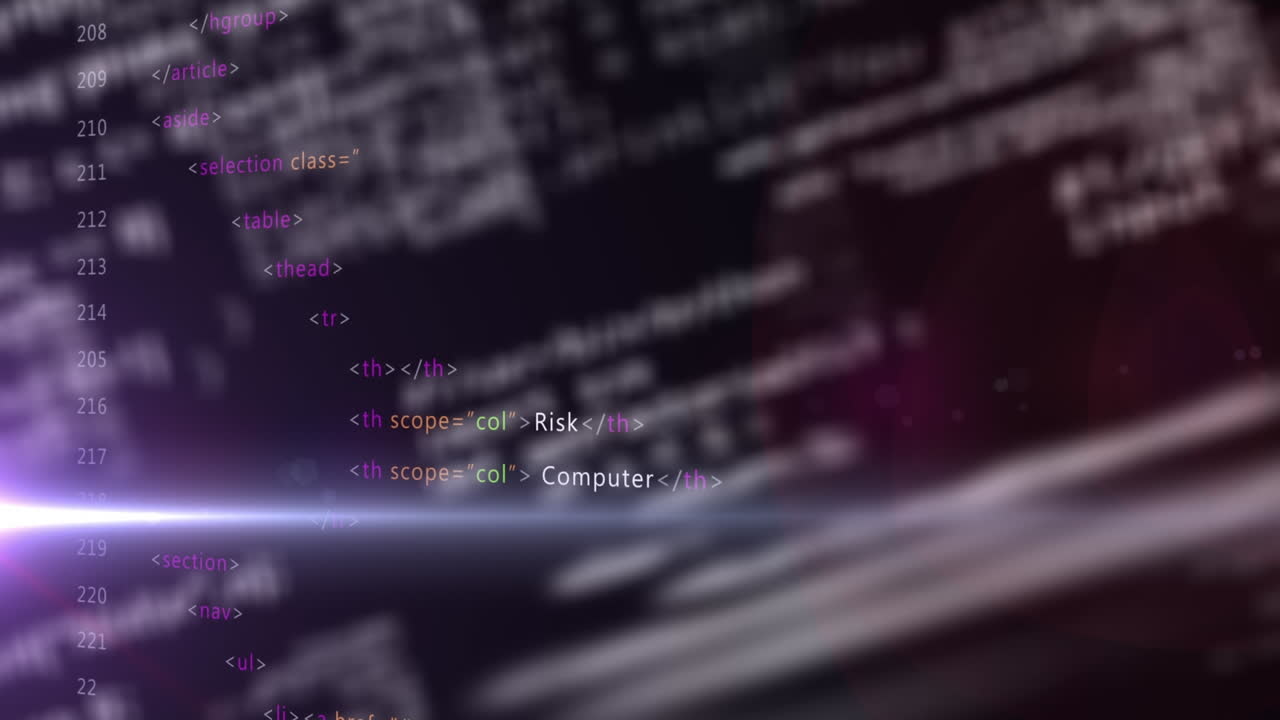 animación del procesamiento de datos sobre un fondo negro