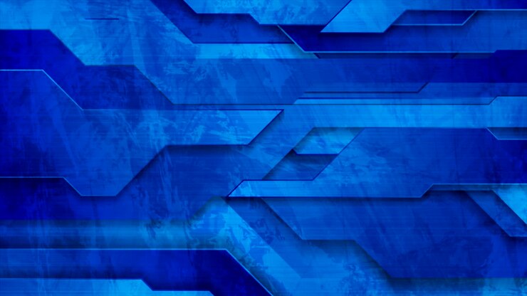 Animazione video geometrica astratta blu brillante, stile tech grunge.
