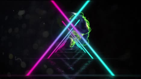 Animation-of-glowing-neon-tunnel-over-globe