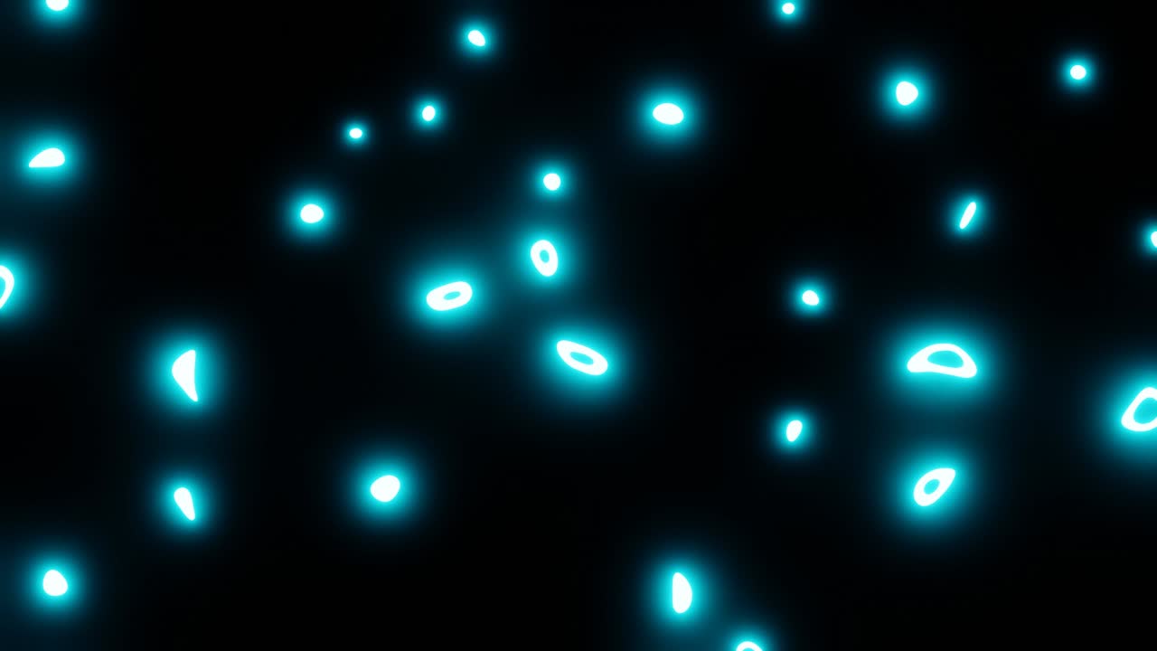 Video background top-down moving shining shimmering cyan neon particles