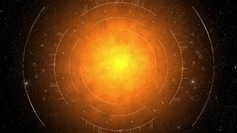 spaceship hud display analyzing luminous burning nebulae