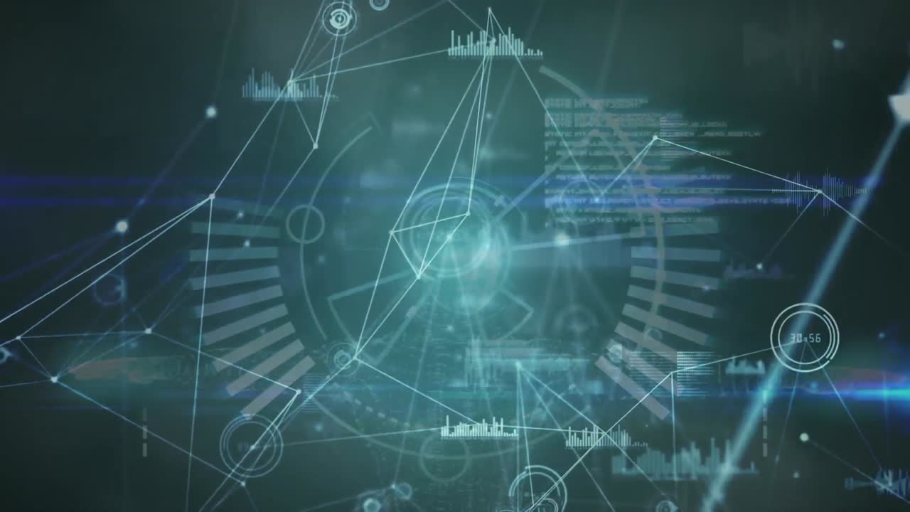 animación del procesamiento de datos sobre fondo negro y verde