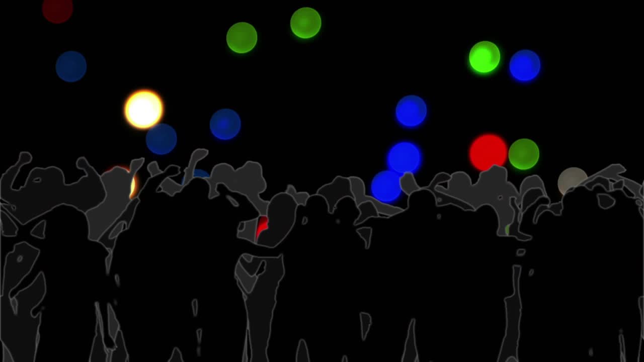 Silhouetted crowd forming lower band while released balloons rising, filling frame for celebration