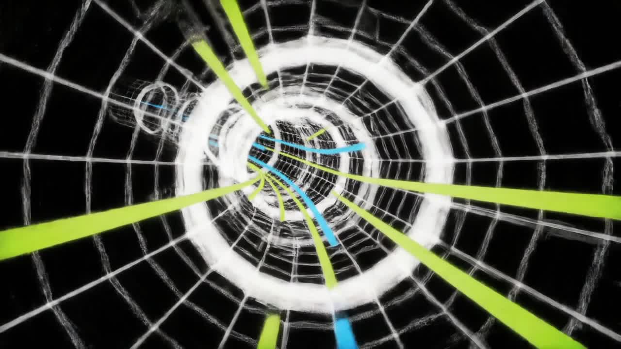 A Dynamic Journey Through a Hypnotic 3D Tunnel, Showcasing Colorful Lines of Blue and Green Racing Towards the Unknown in a Captivating Visual Experience