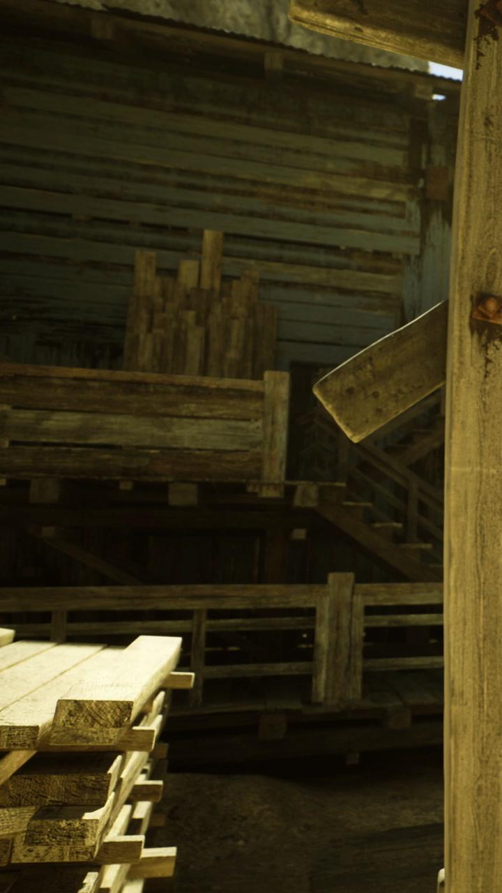 Rustic wooden structure in a quiet workshop capturing artisan craftsmanship