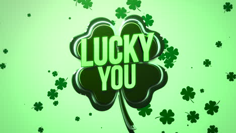 lucky you with flying shamrocks on green gradient