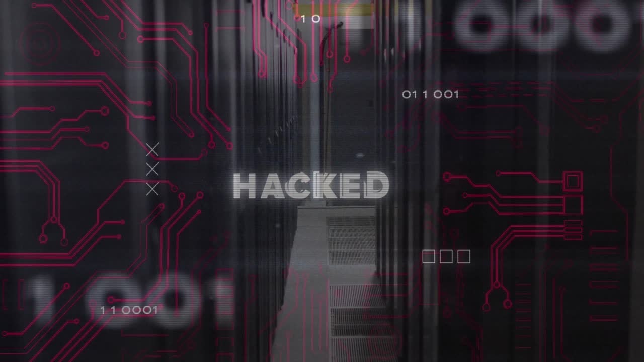 Animation of data processing over female scientist using computer qr code