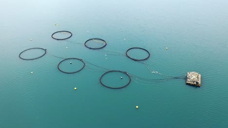 imágenes aéreas de granjas de pesca de salmón en noruega