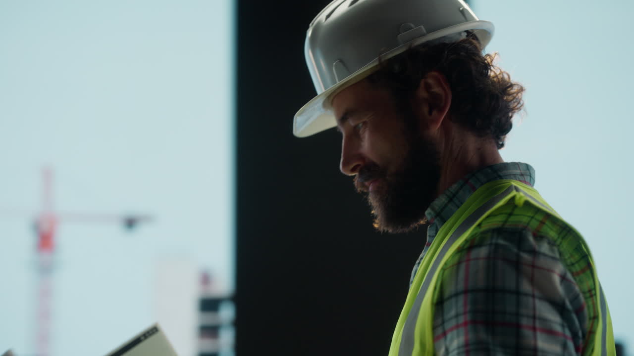 Professional Construction Worker on Building Site