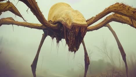 a giant spider that is standing in the middle of a field