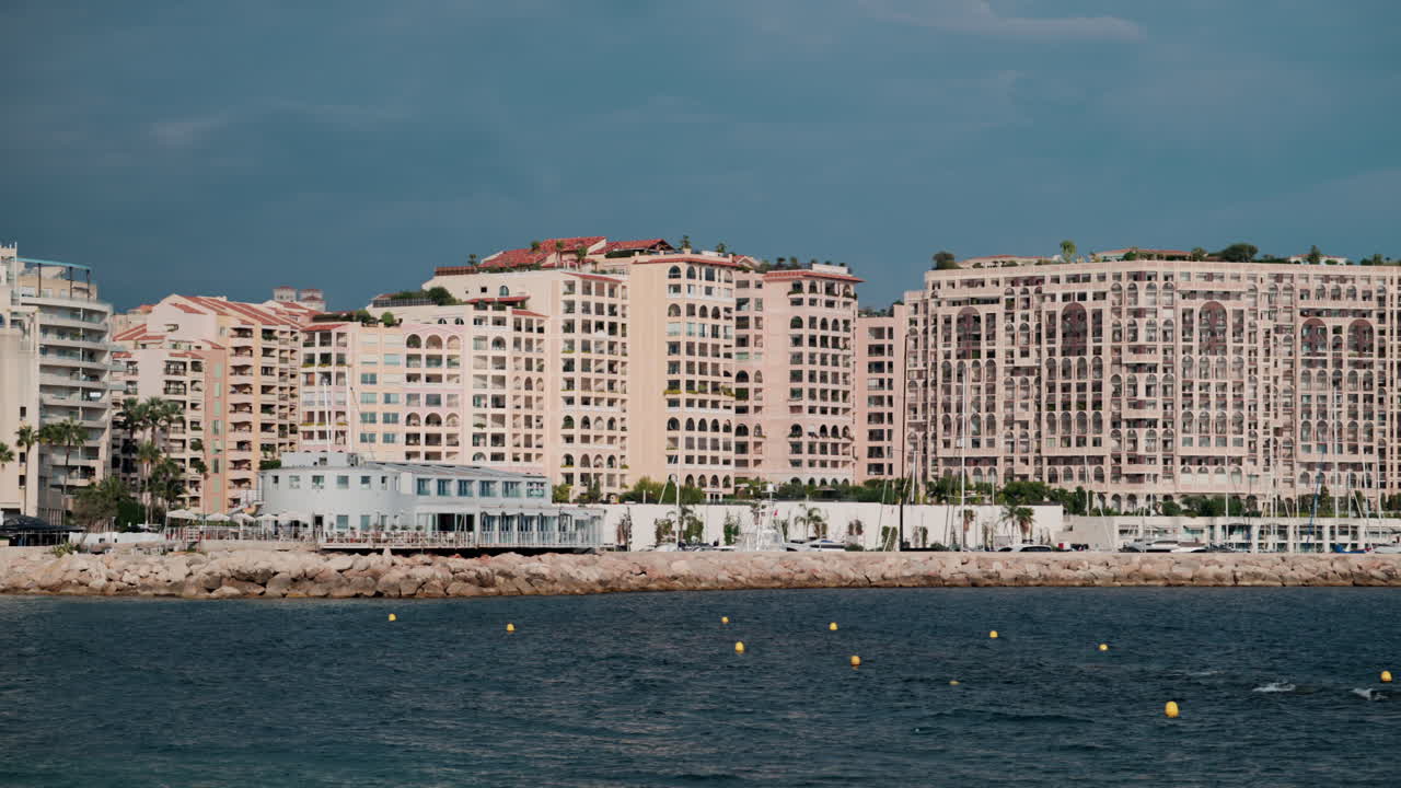 Aerial view of the skyline of Monaco in daylight