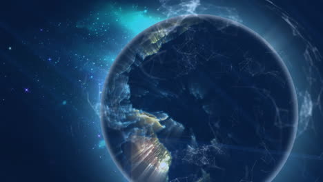 animatie van de wereld met netwerken van verbindingen