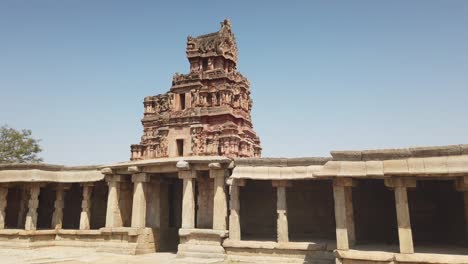 Wide-Shot-of-Ruined-Temple-at-Hampi,-Karnataka,-India