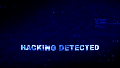 hacking detected  text digital noise twitch glitch distortion effect error animation.