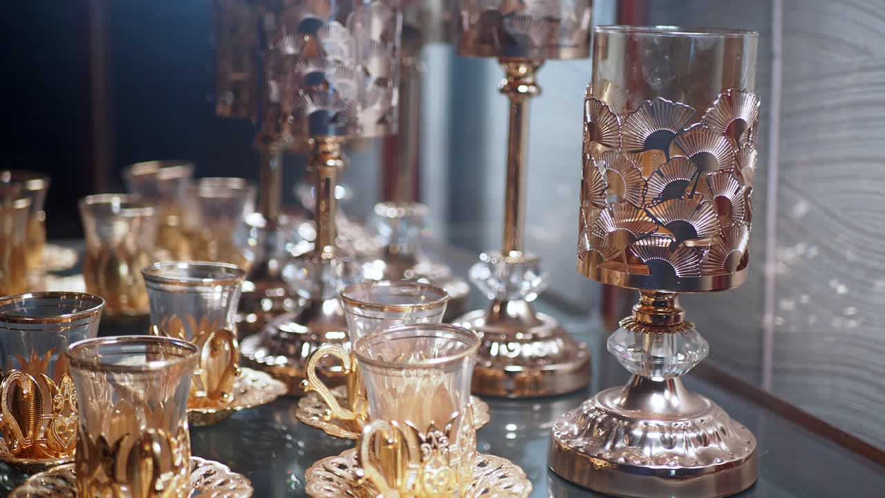Luxury Gold-Accented Tea Set Display