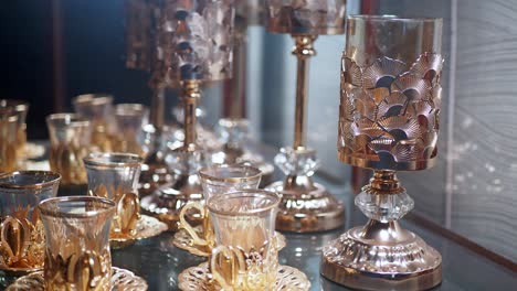 luxury gold-accented tea set display