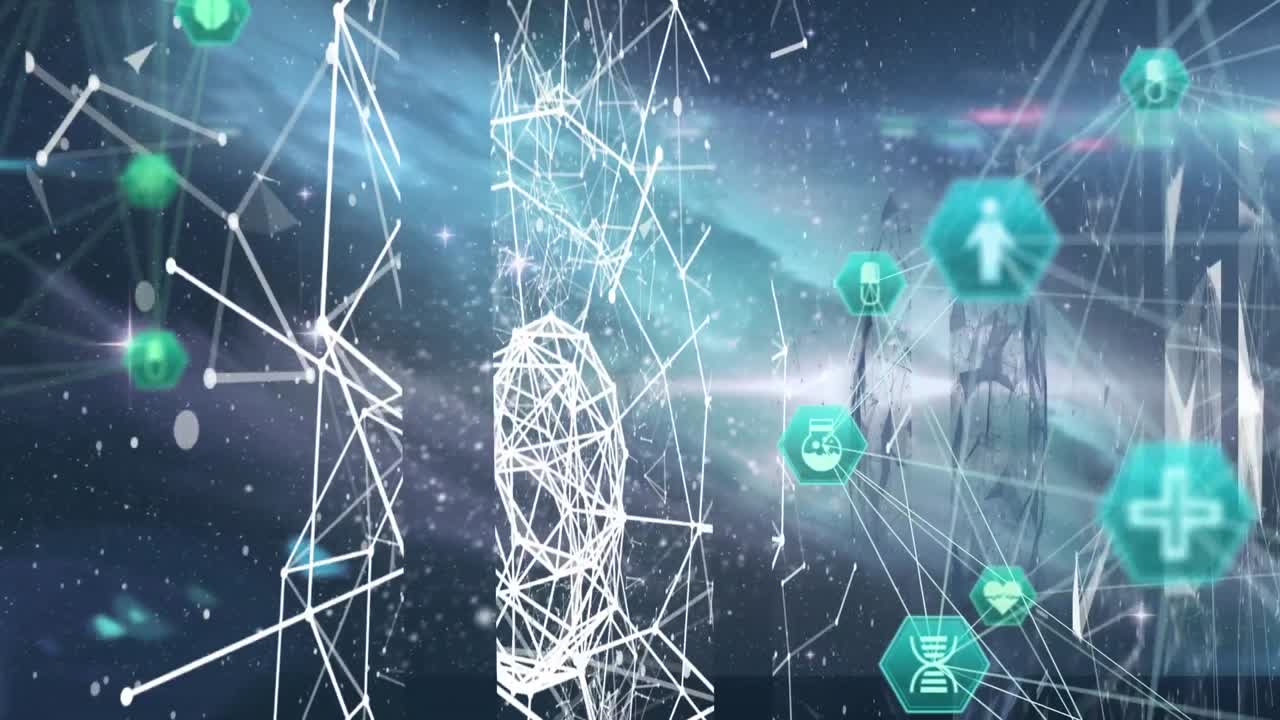globo de iconos médicos y red de conexiones contra el espacio en el fondo
