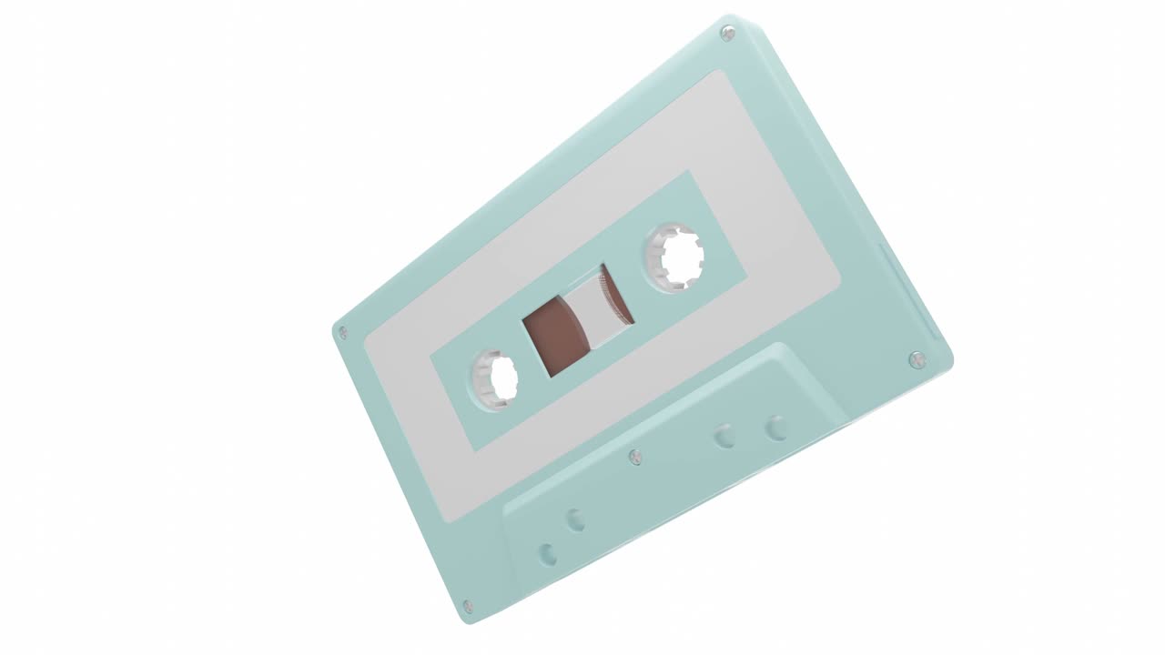 Pale blue cassette tape isolated on white background