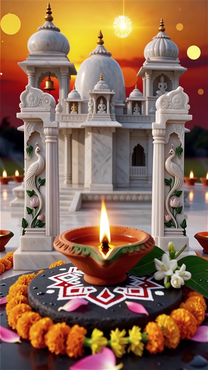 Sfondo del Festival Diwali con lanterne e decorazioni tradizionali Diyas.